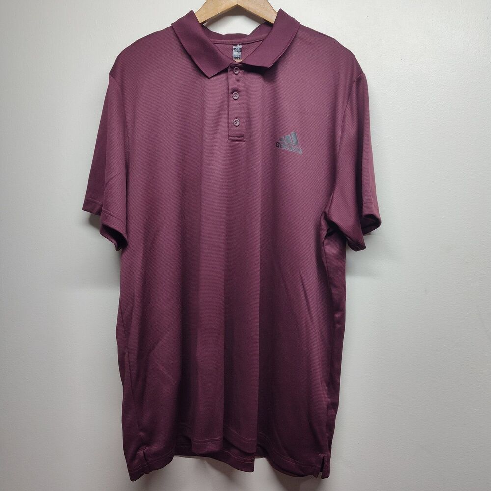 Adidas Polo Shirt Men Size 2XL Maroon Short Sleeve Casual Golf Summer Fall